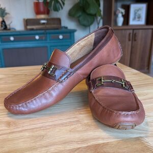 Cole Haan Tan Leather Loafers with Gold Accent